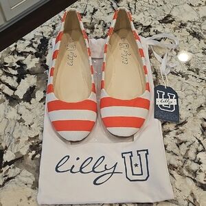 Lilly U Orange & White Flats Size 10